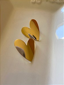 Brinco Coração Chapado Banhado em Ouro 18k