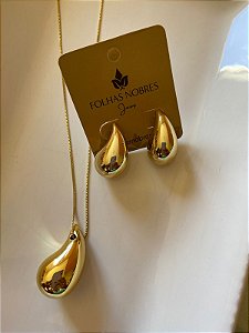 Conjunto Gota banhado a ouro 18k