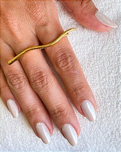 Anel Duplo Orgânico Semijoia Banhada a Ouro 18k