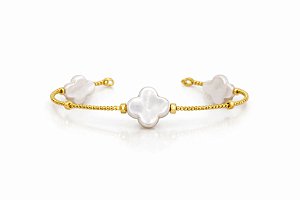 Pulseira Van Cleef Perolada Semijoia Banhada a Ouro 18k