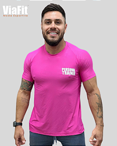 Camiseta Poliamida Personal Trainer Masculina Rosa