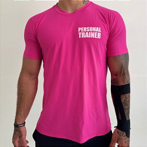 Camiseta Poliamida Personal Trainer Masculina Rosa