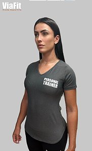 Baby Look Poliamida Personal Trainer Cinza