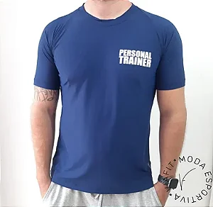 Camiseta Poliamida Personal Trainer Masculina Azul Marinho