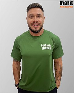 Camiseta Poliamida Personal Trainer Masculina Verde Militar