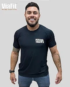 Camiseta Poliamida Personal Trainer Masculina Preta