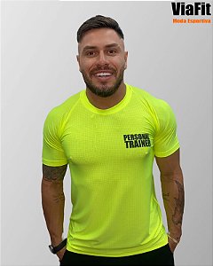 Camiseta Poliamida Personal Trainer Masculina Amarelo Flúor
