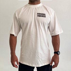 Camiseta Oversized Personal Trainer 100% Algodão Off White