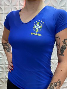 Babylook Brasil Poliamida Azul