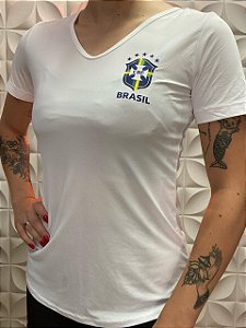 Babylook Brasil Poliamida Branca