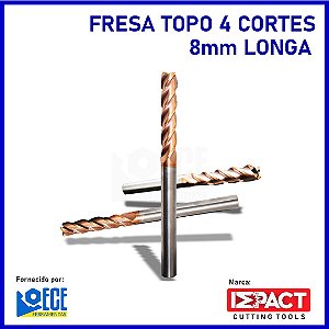 Fresa Reta Metal Duro 55HRC 4C 8mmx30x100 H8