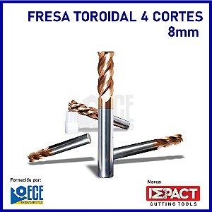 Fresa Toroidal Metal Duro 55HRC 4C R1.0 8mmx20x60 H8