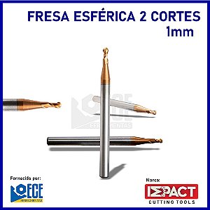 Fresa Esférica Metal Duro 55HRC 2C 1mmx3x50 H4