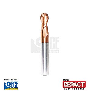 Fresa Esférica Metal Duro 55HRC 2C 8mmx20x75 H8