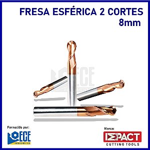 Fresa Esférica Metal Duro 55HRC 2C 8mmx20x60 H8