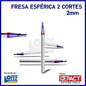 FRESA ESFÉRICA BLUE METAL DURO 65HRC 2C 2mmX6X50 H4