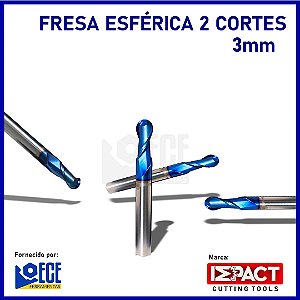 FRESA ESFÉRICA BLUE METAL DURO 65HRC 2C 3mmX8X50 H3