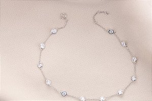 TORNOZELEIRA PRATA 925 BANHO DE RÓDIO ZIRCÔNAS BRANCA PENDURADAS