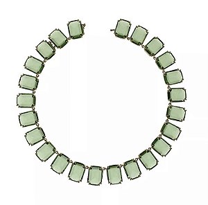 Max Colar em zircônias Na Cor Esmeralda Lima, banhado em Ouro 18k