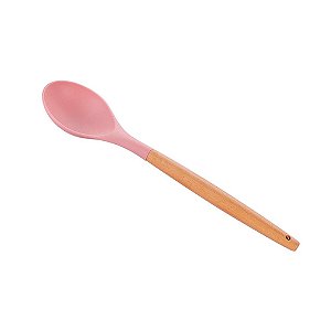 Lyor Colher De Silicone Com Cabo De Bambú Charmy Rosa