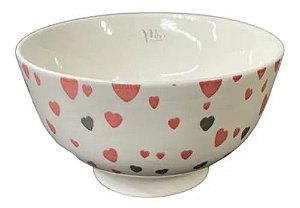 Lyor Bowl De Porcelana Heart Cinza E Rosa 300ML