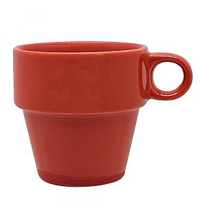 Lyor Xícara De Chá Empilhável Cerâmica Vermelha 210ML
