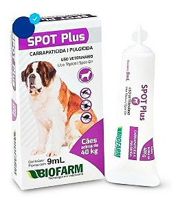 Spot Plus Carrapaticida/Pulgicida Cães Acima De 40Kg 9ML