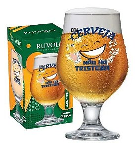 Ruvolo Taça De Vidro Beer Master Com Cerveja Nao Ha Tristeza 380ml