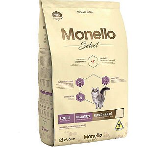 Monello Ração Select Gatos Castrados Frango e Arroz 2KG