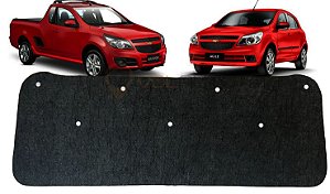 Forro Manta Acústica do Capô Agile Montana 2009 2010 2011 2012 2013 2014 2015 2016 Automotiva Isolante Adesivado com Presilhas Modelo Original