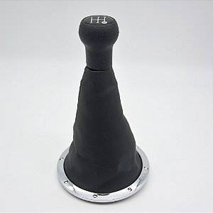 Kit Coifa de Alavanca Com Manoplas de Câmbio Carro Volkswagen Gol G3 1999-2005 Com Bola / ARO CROMADO / Cor: GRAFITE RESINA PRETA