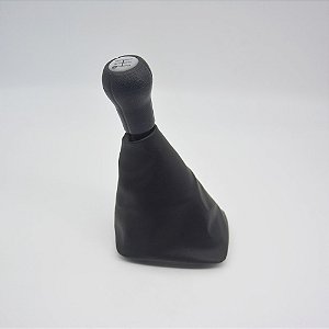 Kit Coifa de Alavanca Com Manoplas de Câmbio Carro Volkswagen Gol / Parati / Saveiro 1987-1999 Base Curta Com Bola / Cor: PRETO RESINA PRATA