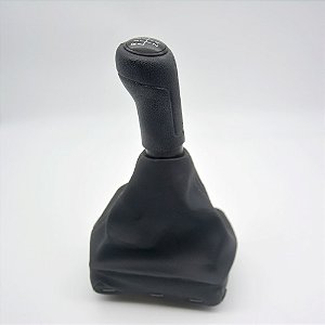 Kit Coifa de Alavanca Com Manoplas de Câmbio Carro Volkswagen Polo 2002-2014 Com Base Com Bola Preta / Cor: GRAFITE - ARO PRETO (RÉ PRA FRENTE)