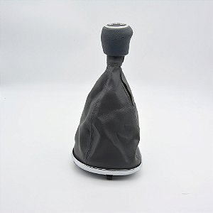 Kit Coifa de Alavanca Com Manoplas de Câmbio Carro Fiat Novo Palio 2012/2017 Com Base Cromada Com Bola Cinza / Cor: CINZA - ANEL PRATA