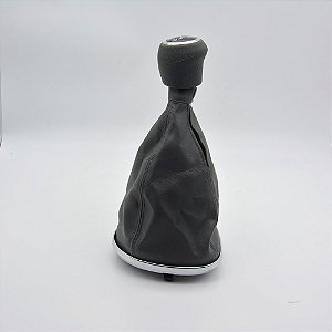 Kit Coifa de Alavanca Com Manoplas de Câmbio Carro Fiat Grand Siena 2012-2020 Com Base Cromada Com Bola Cinza / Cor: CINZA - ANEL CROMADO