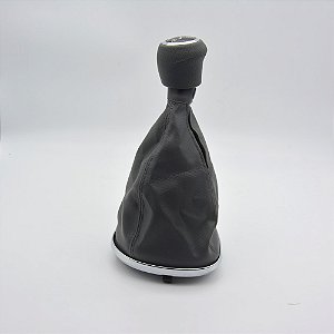 Kit Coifa de Alavanca Com Manoplas de Câmbio Carro Fiat Grand Siena 2012-2020 Com Base Cromada Com Bola Cinza / Cor: CINZA - ANEL PRATA