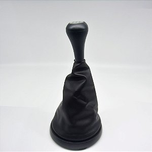 Kit Coifa de Alavanca Com Manoplas de Câmbio Carro Ford Fiesta 2003-2011 Com Aro Preto Com Bola / Cor: PRETA - RES. PRATA