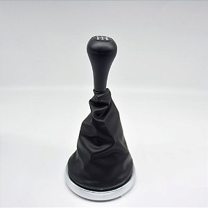 Kit Coifa de Alavanca Com Manoplas de Câmbio Carro Ford Fiesta 2003-2011 Com Aro Cromado Com Bola / Cor: PRETO - RES. PRETA
