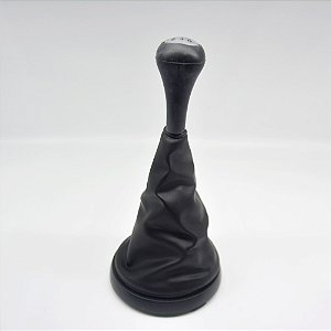 Kit Coifa de Alavanca Com Manoplas de Câmbio Carro Ford Fiesta 2003-2011 Com Aro Preto Com Bola Preta / Cor: PRETA - LENTE PRATA