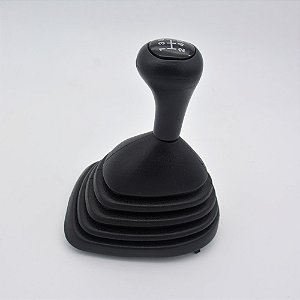 Kit Coifa de Alavanca Com Manoplas de Câmbio Carro Ford Fiesta Street 2001-2006 / Courier 2001-2013 Com Base Com Bola Preta / Cor: PRETA - LENTE PRETA
