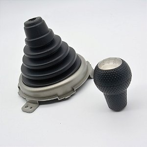 Kit Coifa de Alavanca Com Manoplas de Câmbio Carro Honda FIT 2003-2008 Sanfonada Com Base CINZA / Cor: PRETA - BOLA PRETA