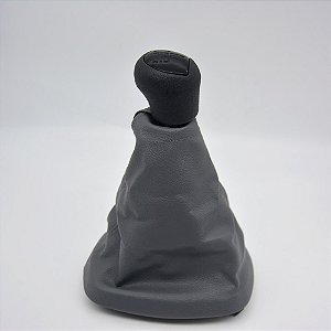 Kit Coifa de Alavanca Com Manoplas de Câmbio Carro Renault Clio 2000-2016 CINZA Com Base / Cor: TAMPA PRETA - BOLA PRETA