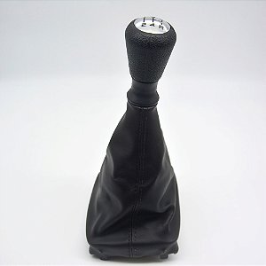 Kit Coifa de Alavanca Com Manoplas de Câmbio Carro Peugeot 2000-2015 PRETO Com Base Com Bola CROMADA/ Cor: PRETA