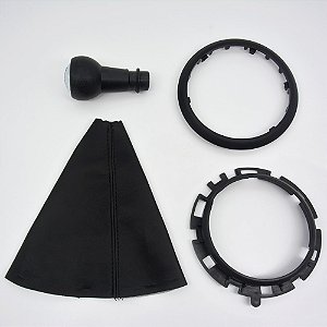 Kit Coifa de Alavanca Com Manoplas de Câmbio Carro Citroen C3 2004-2012 Com Base Com Bola Tampa CROMADA / Cor: ARO PRETO
