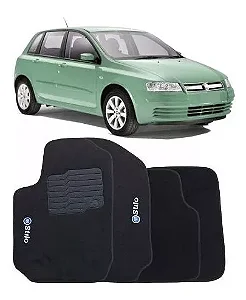 Jogo De Tapetes Logo Fiat Azul Stilo 2003 Até 2007