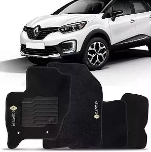 Jogo Tapete Captur 2017 2018 Preto Carpete Bordado 5 Peças