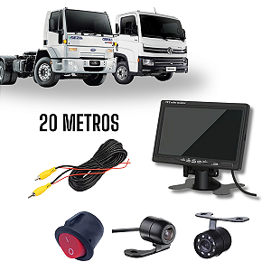 Tela Lcd 7" Câmera Traseira Cabo 20m Câmera Dianteira Infravermelho Chave Interruptora