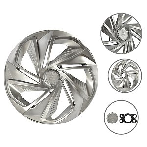 Kit 4 Calotas Esportivas Nitro Aro 14 Prata Para Rodas Com Sistema De Furação 4 E 5
