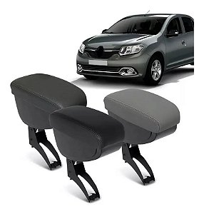 Apoio Descanso De Braço Encosto Suporte Porta Objetos Automotivo Renault Sandero Logan 2007 2008 2009 2010 2011 2012 2013 2014 2015 2016 2017 2018 Couro Preto Cinza Grafite