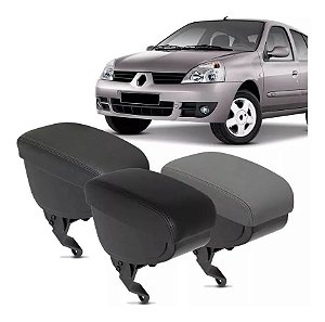 Apoio Descanso De Braço Encosto Suporte Porta Objetos Automotivo Banco Clio Hatch Sedan 2004 2005 2006 2007 2008 2009 2010 2011 2012 2013 2014 2015 2016 Couro Preto Cinza Grafite